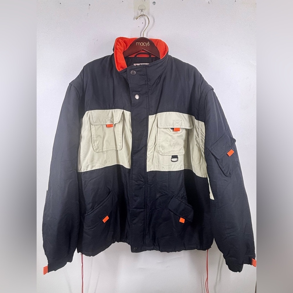 Vintage Misty Harbor Men’s XXL Heavy Adjustable Bomber Jacket Vest‎ Navy Cream